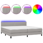 Letto a Molle Materasso e LED Grigio Chiaro 200x200 cm Tessuto