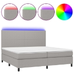 Letto a Molle Materasso e LED Grigio Chiaro 200x200 cm Tessuto