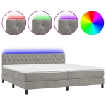 Letto a Molle Materasso e LED Grigio Chiaro 200x200 cm Velluto