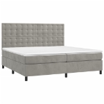 Letto a Molle Materasso e LED Grigio Chiaro 200x200 cm Velluto