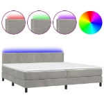 Letto a Molle Materasso e LED Grigio Chiaro 200x200 cm Velluto