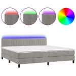 Letto a Molle Materasso e LED Grigio Chiaro 200x200 cm Velluto