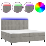 Letto a Molle Materasso e LED Grigio Chiaro 200x200 cm Velluto