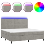 Letto a Molle Materasso e LED Grigio Chiaro 200x200 cm Velluto