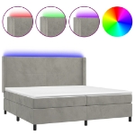 Letto a Molle Materasso e LED Grigio Chiaro 200x200 cm Velluto