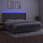 Letto a Molle Materasso e LED Grigio Chiaro 200x200 cm Velluto