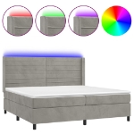 Letto a Molle Materasso e LED Grigio Chiaro 200x200 cm Velluto