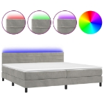 Letto a Molle Materasso e LED Grigio Chiaro 200x200 cm Velluto