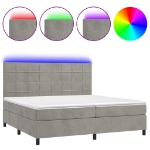 Letto a Molle Materasso e LED Grigio Chiaro 200x200 cm Velluto