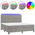 Letto a Molle Materasso e LED Grigio Chiaro 200x200 cm Velluto