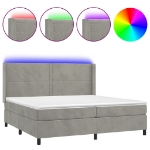 Letto a Molle Materasso e LED Grigio Chiaro 200x200 cm Velluto