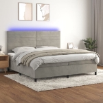 Letto a Molle Materasso e LED Grigio Chiaro 200x200 cm Velluto