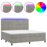 Letto a Molle Materasso e LED Grigio Chiaro 200x200 cm Velluto