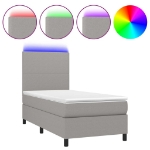 Letto a Molle Materasso e LED Grigio Chiaro 80x200 cm Tessuto