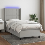 Letto a Molle Materasso e LED Grigio Chiaro 80x200 cm Tessuto