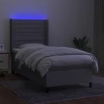 Letto a Molle Materasso e LED Grigio Chiaro 80x200 cm Tessuto