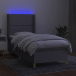 Letto a Molle Materasso e LED Grigio Chiaro 80x200 cm Tessuto