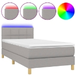 Letto a Molle Materasso e LED Grigio Chiaro 80x200 cm Tessuto