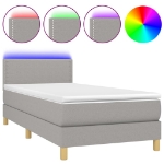 Letto a Molle Materasso e LED Grigio Chiaro 80x200 cm Tessuto