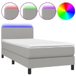 Letto a Molle Materasso e LED Grigio Chiaro 80x200 cm Tessuto