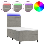 Letto a Molle Materasso e LED Grigio Chiaro 80x200 cm Velluto