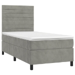 Letto a Molle Materasso e LED Grigio Chiaro 80x200 cm Velluto