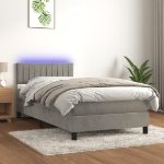 Letto a Molle Materasso e LED Grigio Chiaro 80x200 cm Velluto