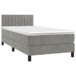 Letto a Molle Materasso e LED Grigio Chiaro 80x200 cm Velluto