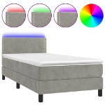 Letto a Molle Materasso e LED Grigio Chiaro 80x200 cm Velluto