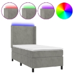 Letto a Molle Materasso e LED Grigio Chiaro 80x200 cm Velluto