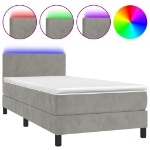 Letto a Molle Materasso e LED Grigio Chiaro 80x200 cm Velluto