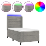 Letto a Molle Materasso e LED Grigio Chiaro 80x200 cm Velluto