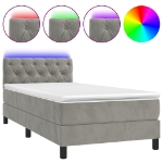 Letto a Molle Materasso e LED Grigio Chiaro 80x200 cm Velluto