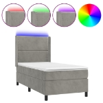 Letto a Molle Materasso e LED Grigio Chiaro 80x200 cm Velluto