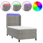 Letto a Molle Materasso e LED Grigio Chiaro 80x200 cm Velluto