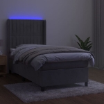 Letto a Molle Materasso e LED Grigio Chiaro 80x200 cm Velluto