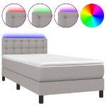 Letto a Molle Materasso e LED Grigio Chiaro 90x190 cm Tessuto