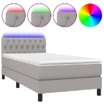 Letto a Molle Materasso e LED Grigio Chiaro 90x190 cm Tessuto