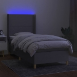 Letto a Molle Materasso e LED Grigio Chiaro 90x190 cm Tessuto