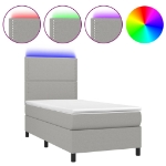 Letto a Molle Materasso e LED Grigio Chiaro 90x190 cm Tessuto