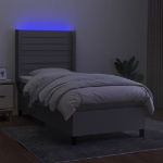 Letto a Molle Materasso e LED Grigio Chiaro 90x190 cm Tessuto