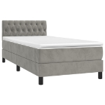 Letto a Molle Materasso e LED Grigio Chiaro 90x190 cm Velluto