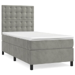 Letto a Molle Materasso e LED Grigio Chiaro 90x190 cm Velluto