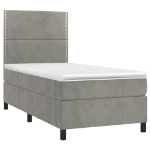 Letto a Molle Materasso e LED Grigio Chiaro 90x190 cm Velluto