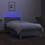 Letto a Molle Materasso e LED Grigio Chiaro 90x200 cm Tessuto