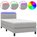 Letto a Molle Materasso e LED Grigio Chiaro 90x200 cm Tessuto