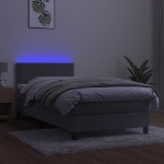 Letto a Molle Materasso e LED Grigio Chiaro 90x200 cm Velluto