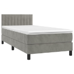 Letto a Molle Materasso e LED Grigio Chiaro 90x200 cm Velluto