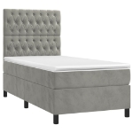 Letto a Molle Materasso e LED Grigio Chiaro 90x200 cm Velluto