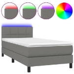 Letto a Molle Materasso e LED Grigio Scuro 100x200cm in Tessuto